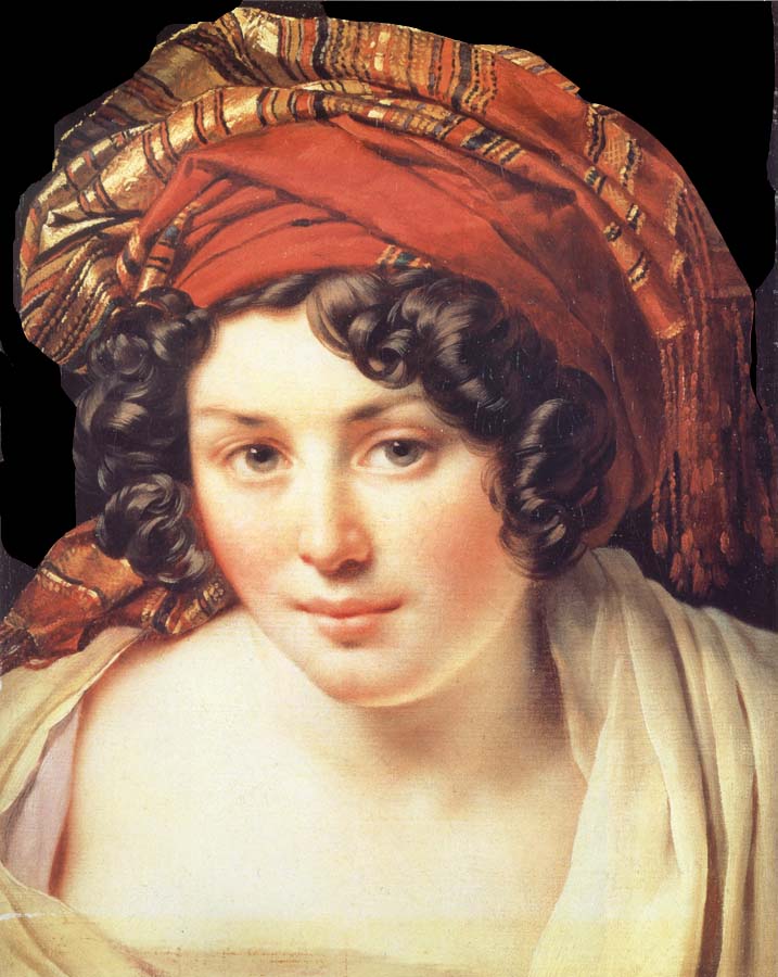 Head of Young Woman Wearing a Turban